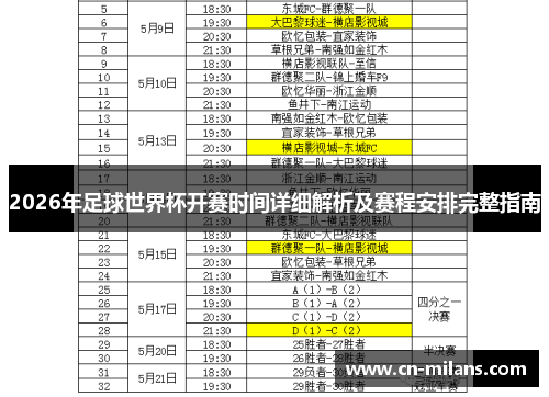 2026年足球世界杯开赛时间详细解析及赛程安排完整指南